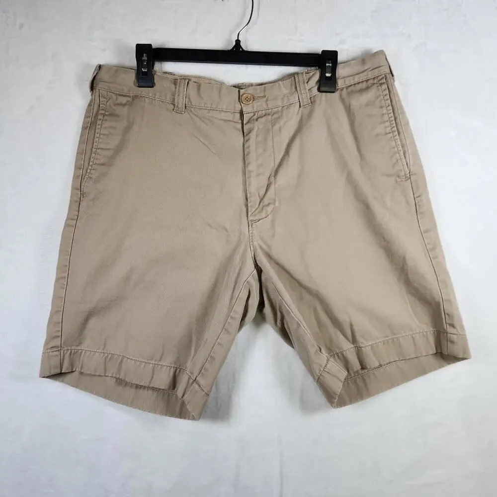 J. Crew Men's Tan  Gramercy Flat Front Chino Short Preppy‎ - Size 36